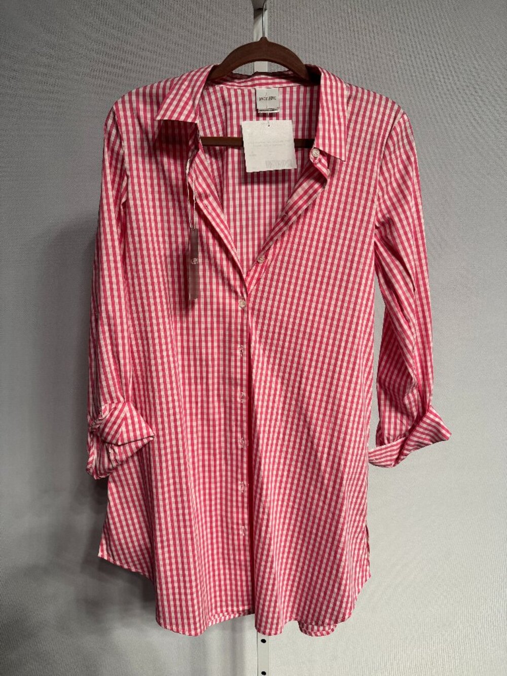 (1) Madeleine Red and White Gingham Button-Down